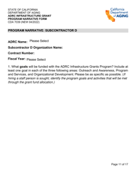 Form CDA7039 Adrc Infrastructure Grant Program Narrative Form - California, Page 11