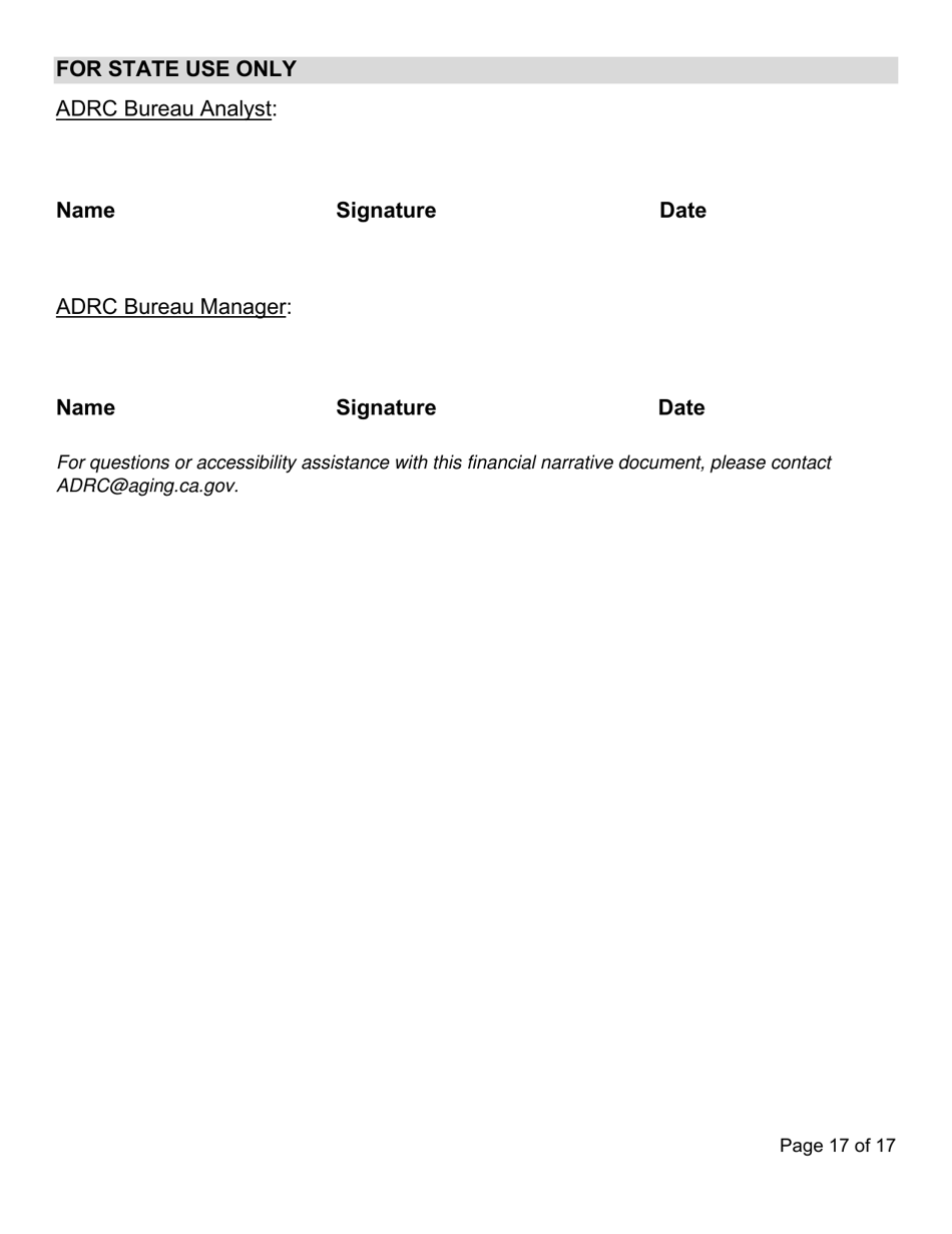Form CDA7039 Adrc Infrastructure Grant Program Narrative Form - California, Page 17