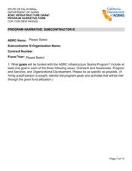 Form CDA7039 Adrc Infrastructure Grant Program Narrative Form - California, Page 7