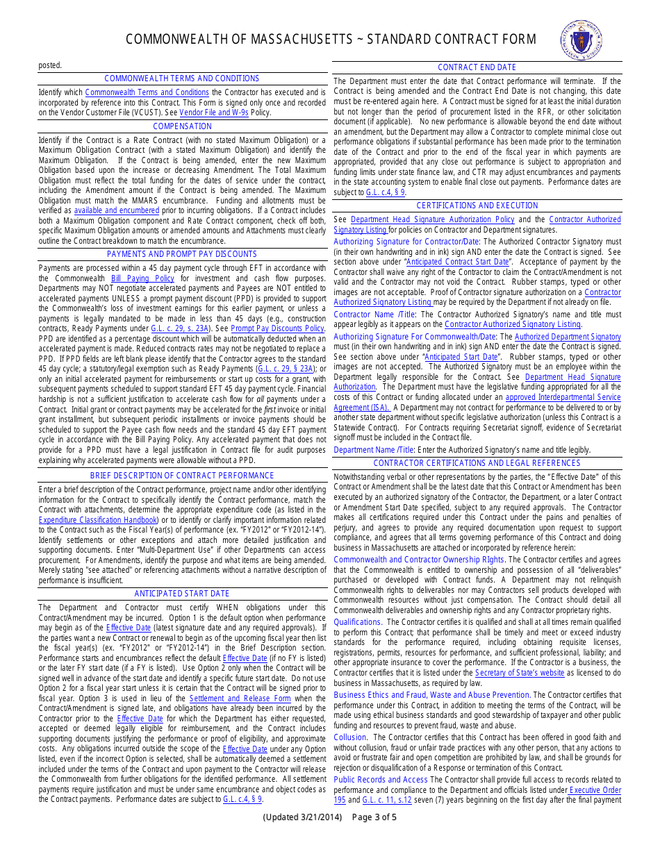 Standard Contract Form - Massachusetts, Page 3