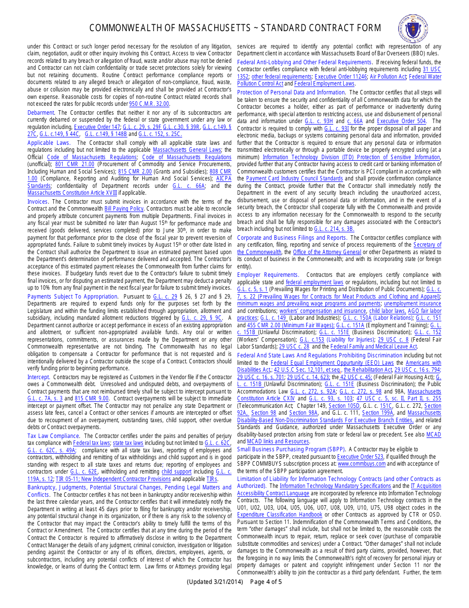 Massachusetts Standard Contract Form Fill Out, Sign Online and