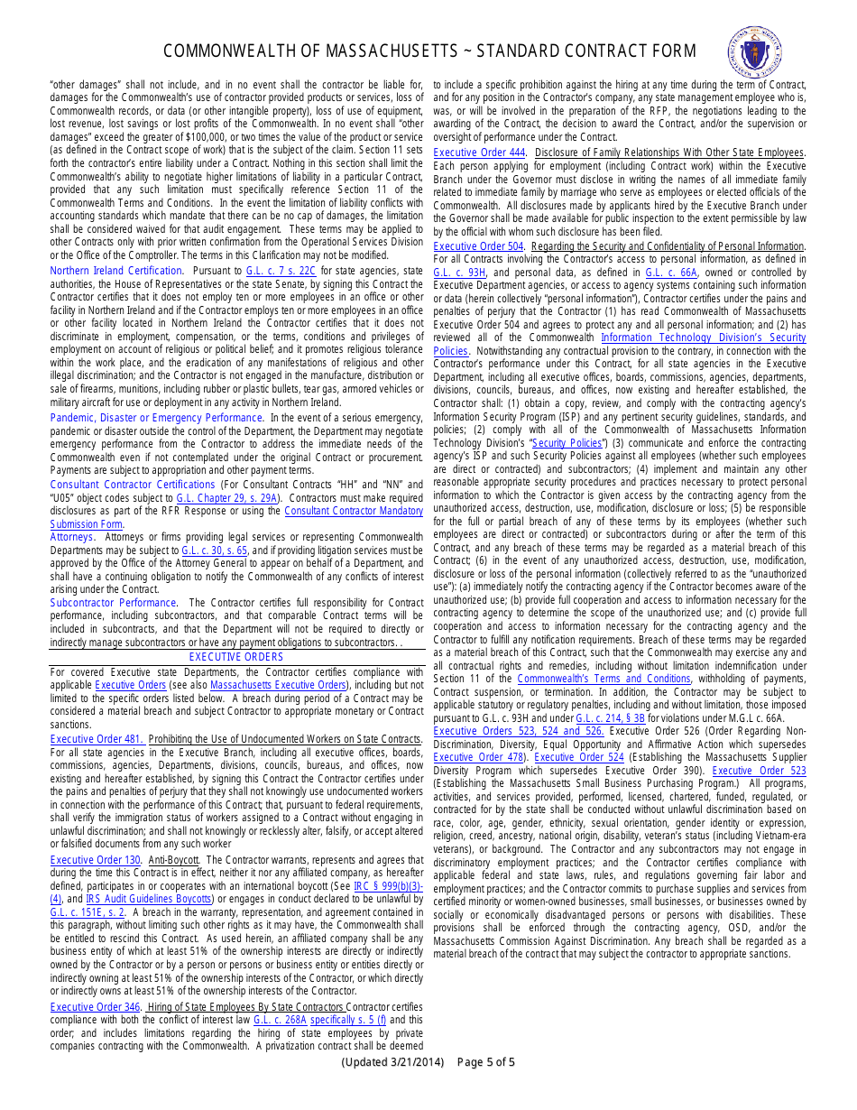 Standard Contract Form - Massachusetts, Page 5