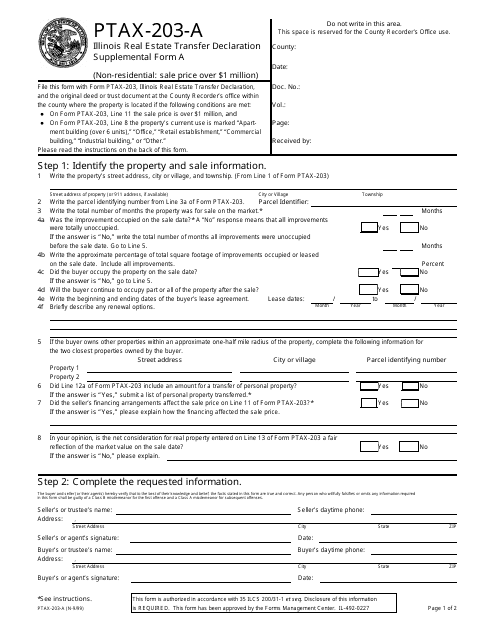 Form PTAX-203-A Real Estate Transfer Declaration - Supplemental Form a - Illinois