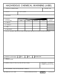 DD Form 2522 Download Fillable PDF, Hazardous Chemical Warning Label (4 ...