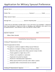 Application for Military Spousal Preference, Page 2