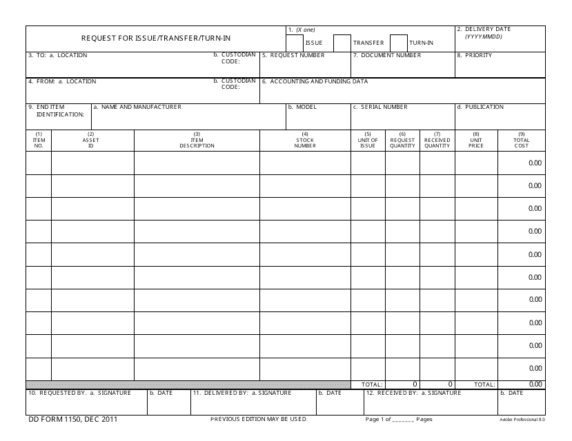 DD Form 1150 Fill Out Sign Online And Download Fillable PDF