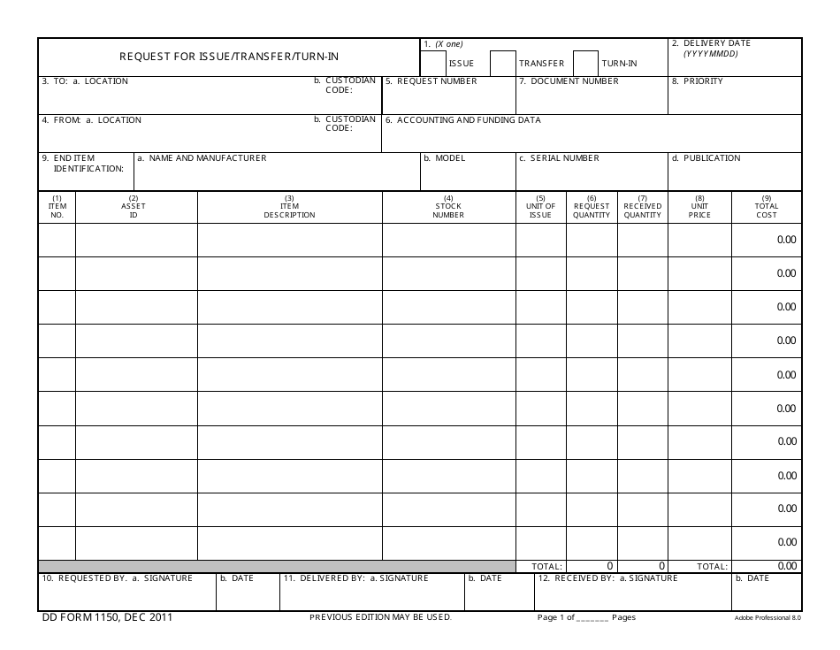 DD Form 1150 Fill Out Sign Online And Download Fillable PDF