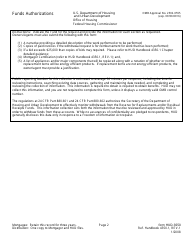 Form HUD-9250 Funds Authorizations, Page 2