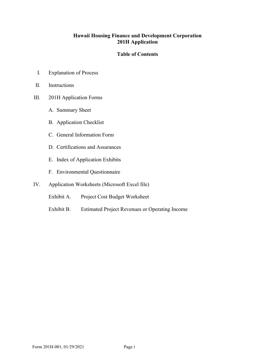 Form 201H Application - Hawaii, Page 1