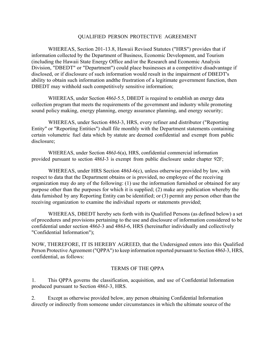 Qualified Person Protective Agreement - Hawaii, Page 1