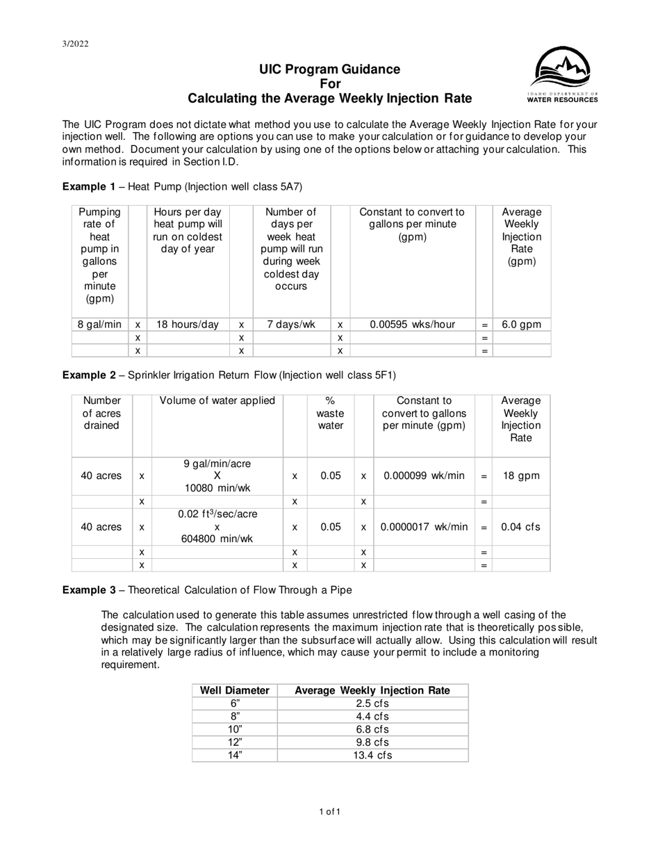 Form 42-39-1 Application for Permit to Construct, Modify or Maintain an Injection Well - Idaho, Page 5