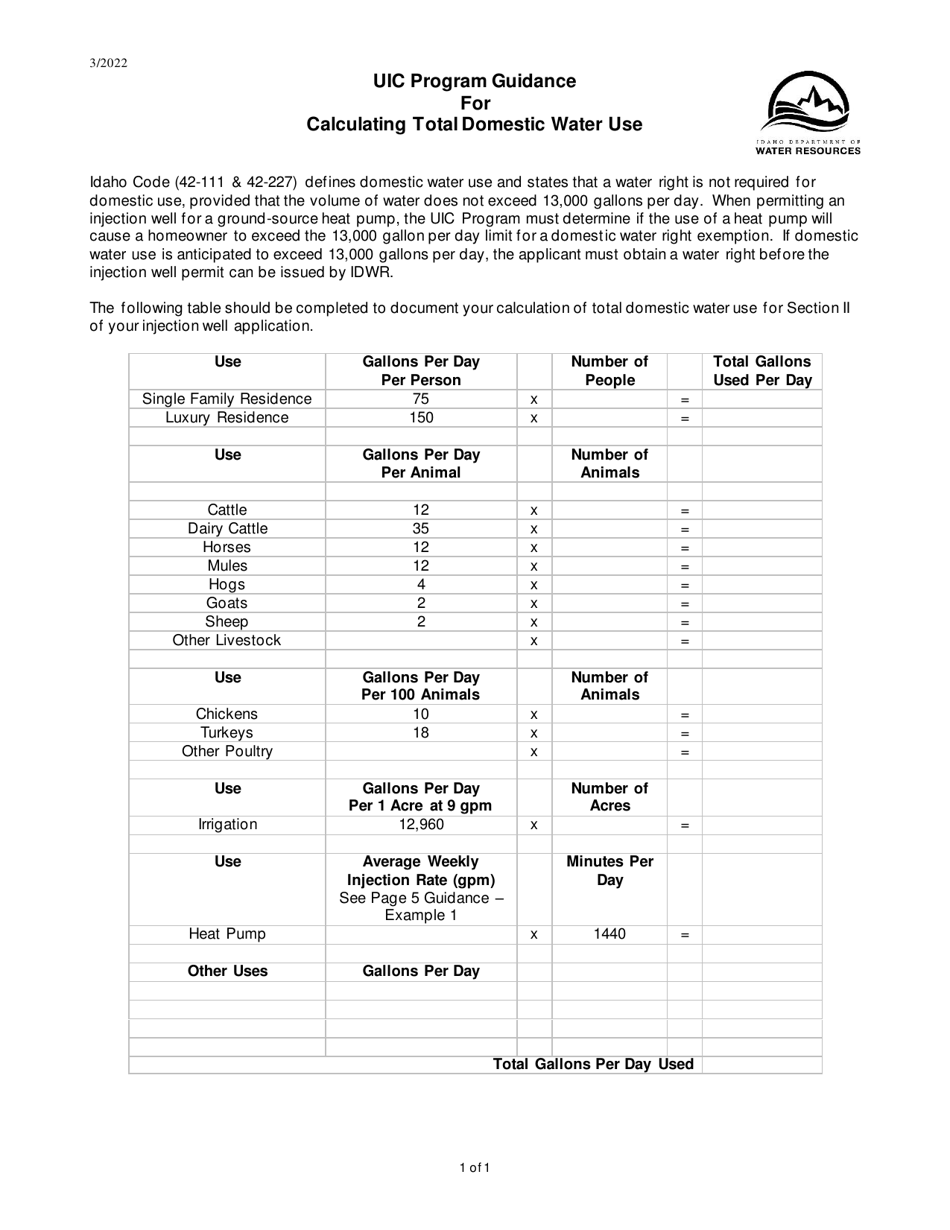 Form 42-39-1 Application for Permit to Construct, Modify or Maintain an Injection Well - Idaho, Page 6