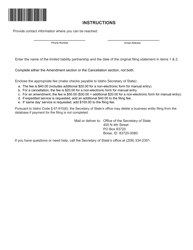 Amendment or Cancellation to Statement of Qualification of Limited Liability Partnership - Idaho, Page 2