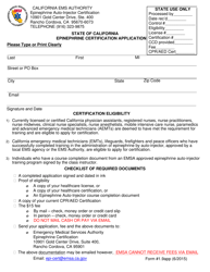 Document preview: Form 1.9APP Epinephrine Certification Application - California