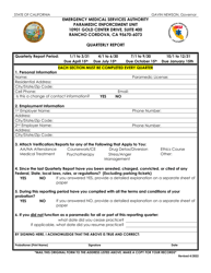 Document preview: Paramedic Enforcement Unit Quarterly Report - California