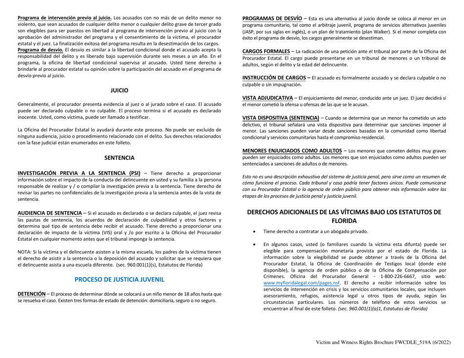 Formulario FWCDLE_519A Folleto De Los Derechos De Las Victimas - Florida (Spanish), Page 4