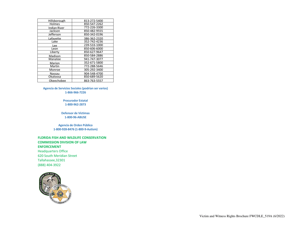 Formulario FWCDLE_519A Folleto De Los Derechos De Las Victimas - Florida (Spanish), Page 7