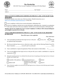 Document preview: Trust Account Compliance Certificate & Pro Bono Report - Florida
