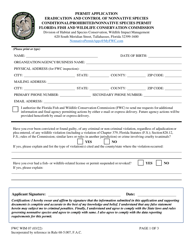 Document preview: FWC Form WIM07 Permit Application - Eradication and Control of Nonnative Species Conditional/Prohibited/Nonnative Species Permit - Florida