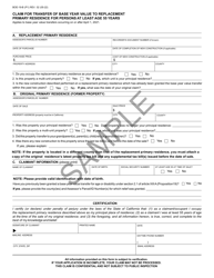 Document preview: Form BOE-19-B Claim for Transfer of Base Year Value to Replacement Primary Residence for Persons at Least Age 55 Years - Sample - California