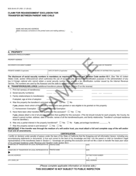 Form BOE-58-AH Claim for Reassessment Exclusion for Transfer Between Parent and Child - Sample - California