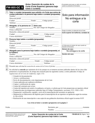 Document preview: Formulario FW-005-GC Aviso: Exencion De Cuotas De La Corte - California (Spanish)