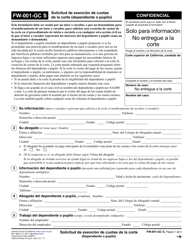 Document preview: Formulario FW-001-GC Solicitud De Exencion De Cuotas De La Corte (Dependiente O Pupilo) - California (Spanish)