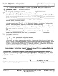 Formulario FW-001-GC Solicitud De Exencion De Cuotas De La Corte (Dependiente O Pupilo) - California (Spanish), Page 3