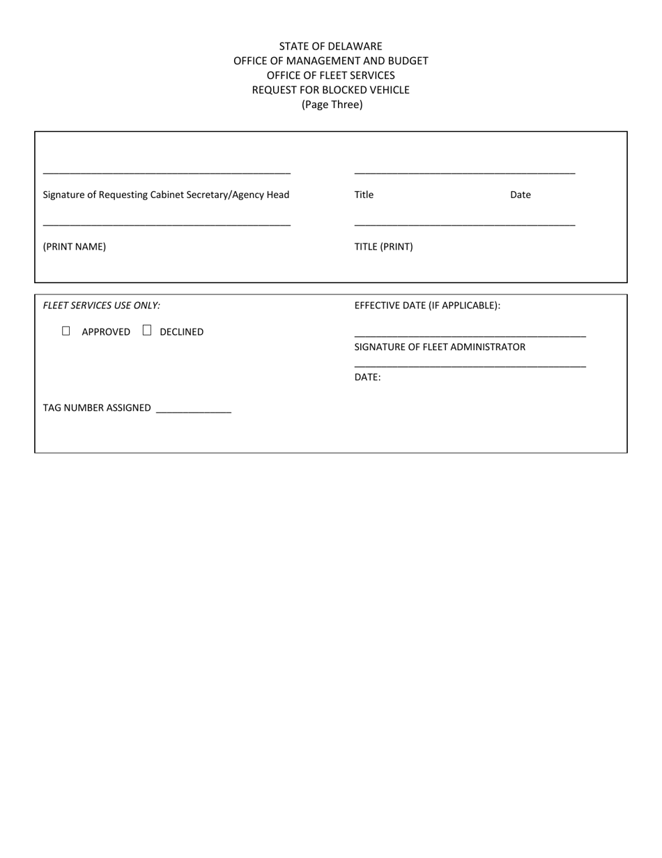 Request for Blocked Vehicle - Delaware, Page 3