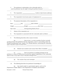 Petition for Injunction for Protection Against Exploitation of a Vulnerable Adult Under Section 825.1035, Florida Statutes - Florida, Page 2
