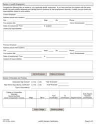 Form LPC416 (IL532-2005) Landfill Operator Certification Application - Illinois, Page 2