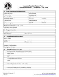 AHCA Form 3140-2003 Adverse Reaction Report Form - Organ Procurement/Tissue Bank/Eye Bank - Florida, Page 2