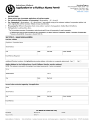 Application for a Fictitious Name Permit - California, Page 2