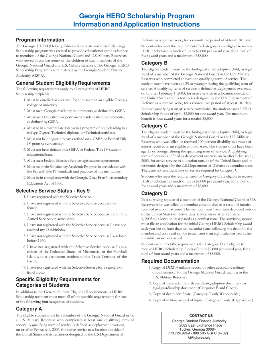 Application Form - Georgia Hero Program - Georgia (United States), Page 1