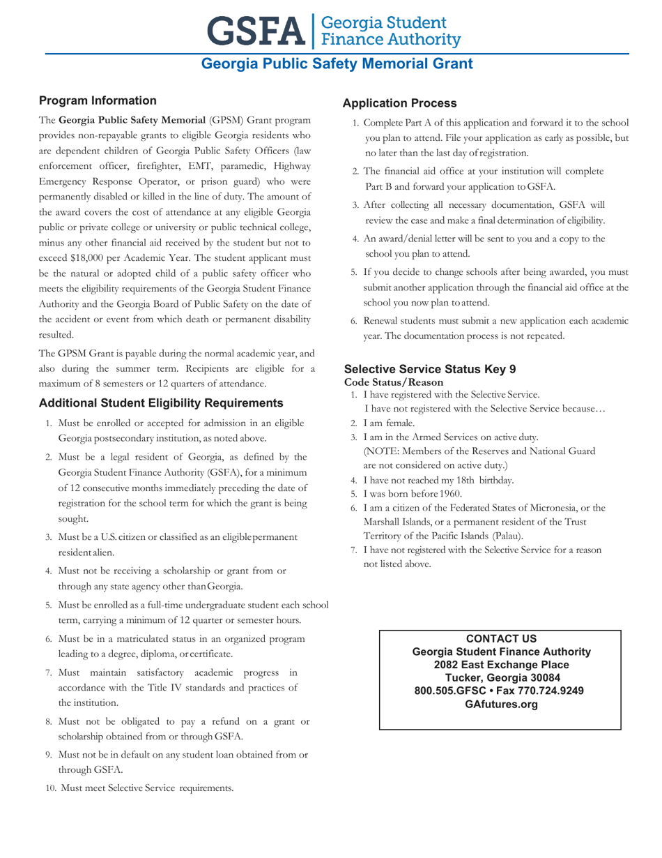 Application Form - Georgia Public Safety Memorial Grant - Georgia (United States), Page 1