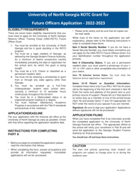 Document preview: Application Form - University of North Georgia Rotc Grant Rotc Grant for Future Officers - Georgia (United States)