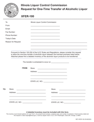 Document preview: Form RET-XFER-100 Request for One-Time Transfer of Alcoholic Liquor - Illinois