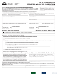 Document preview: Form HLTH5484 Special Authority Request - Sacubitril-Valsartan Combination - British Columbia, Canada