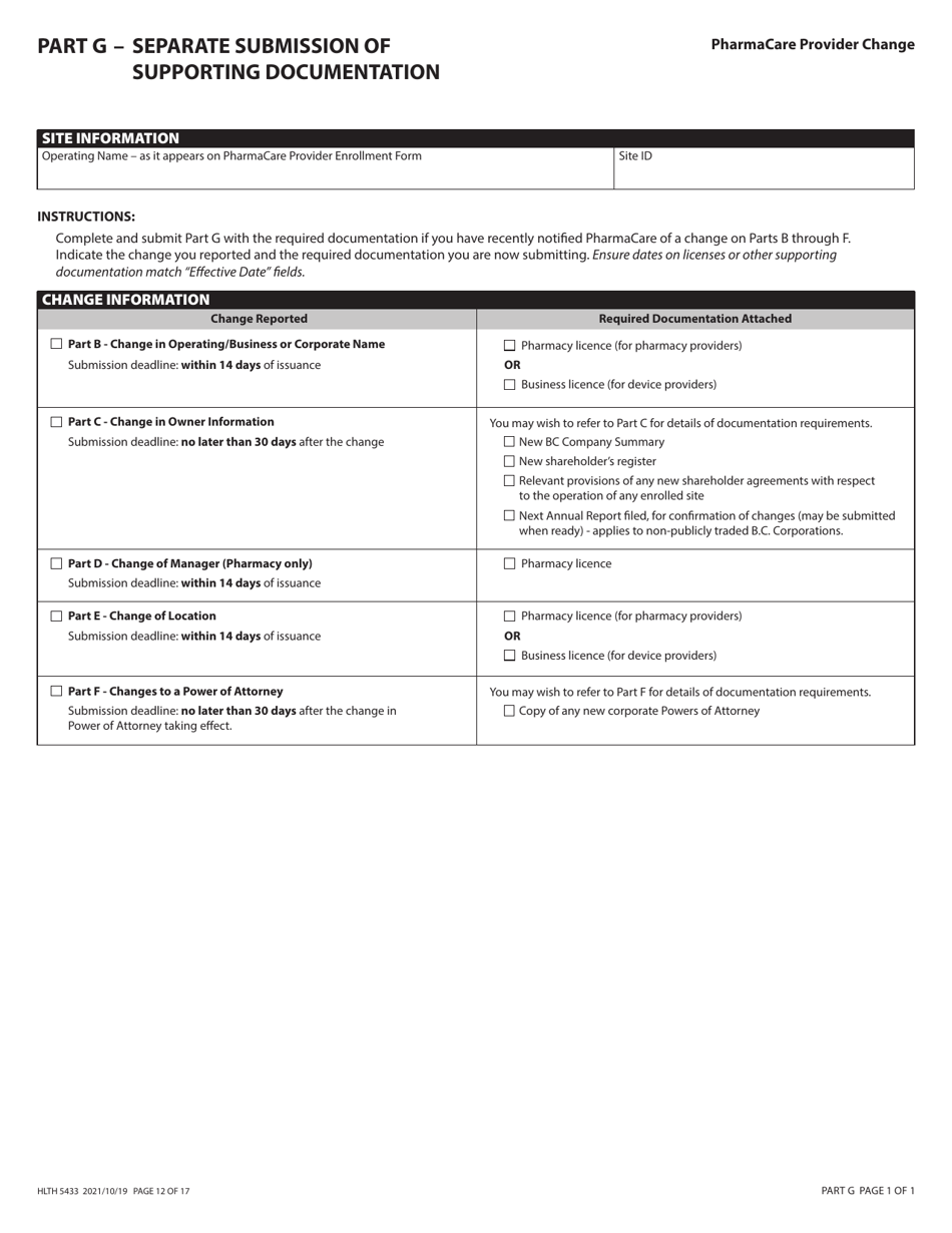 Form HLTH5433 Pharmacare Provider Change to Report Any Change to Your Pharmacare Enrollment Information - British Columbia, Canada, Page 12