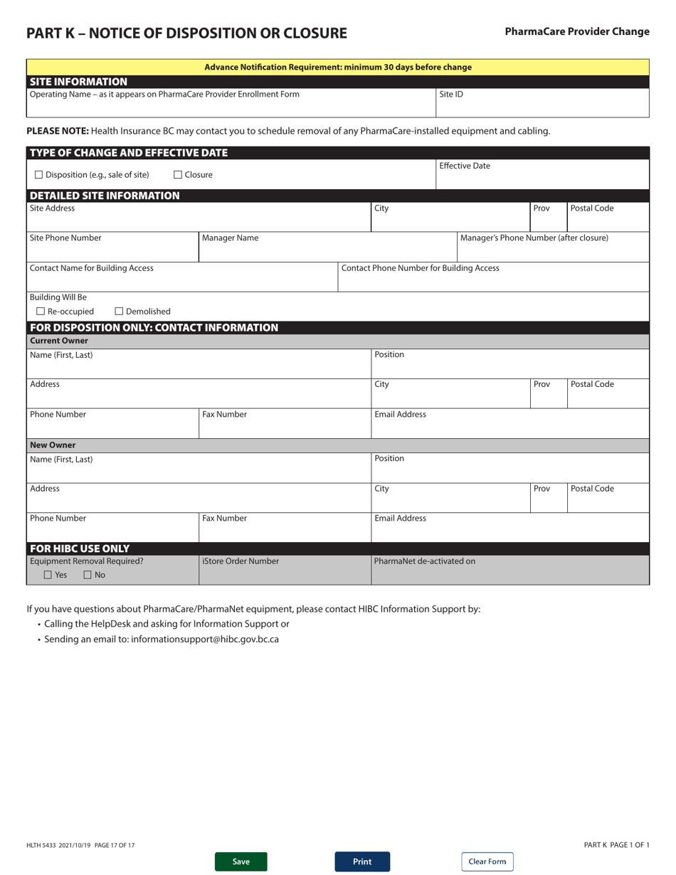 Form HLTH5433 Pharmacare Provider Change to Report Any Change to Your Pharmacare Enrollment Information - British Columbia, Canada, Page 17