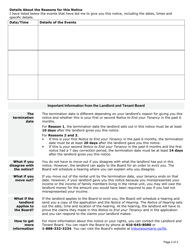 Form N6 Notice to End Your Tenancy for Illegal Acts or Misrepresenting Income in a Rent-Geared-To-Income Rental Unit - Ontario, Canada, Page 2