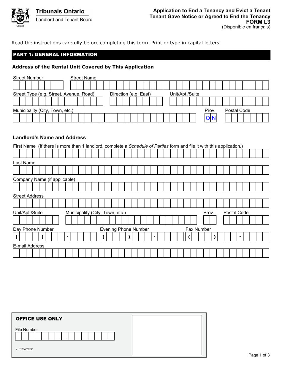 Form L3 Fill Out Sign Online And Download Fillable Pdf Ontario