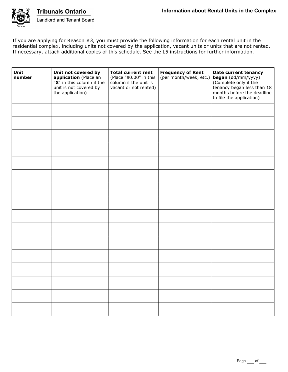 Form L5 Application for a Rent Increase Above the Guideline - Ontario, Canada, Page 12