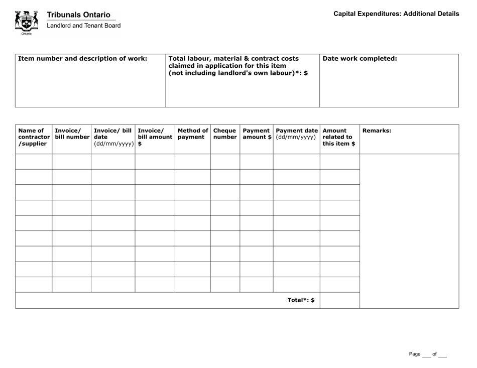 Form L5 Application for a Rent Increase Above the Guideline - Ontario, Canada, Page 13