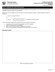 Form L8 Landlord&#039;s Application Because the Tenant Changed the Locks - Ontario, Canada, Page 4