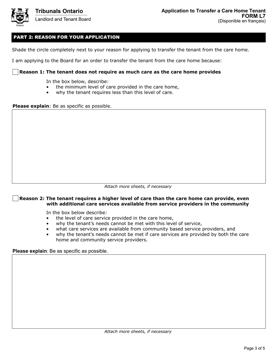 Form L7 Application to Transfer a Care Home Tenant - Ontario, Canada, Page 4