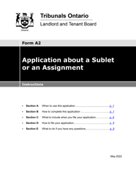 Document preview: Instructions for Form A2 Application About a Sublet or an Assignment - Ontario, Canada