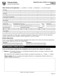 Form A2 Application About a Sublet or an Assignment - Ontario, Canada, Page 3
