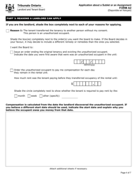Form A2 Application About a Sublet or an Assignment - Ontario, Canada, Page 5