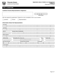 Form A2 Application About a Sublet or an Assignment - Ontario, Canada, Page 7